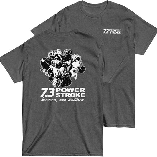 7.3 Power T-Shirt - 2-Sided Ford Truck Engine Graphic Tee, 90s Styled Menswear