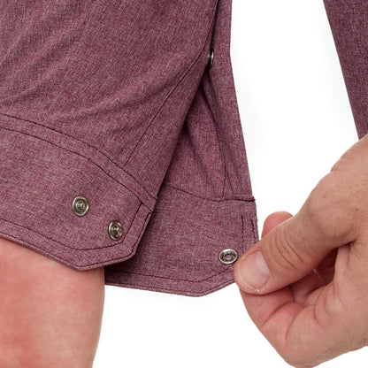 Maroon Pearl Snap Shirt | Long Sleeve