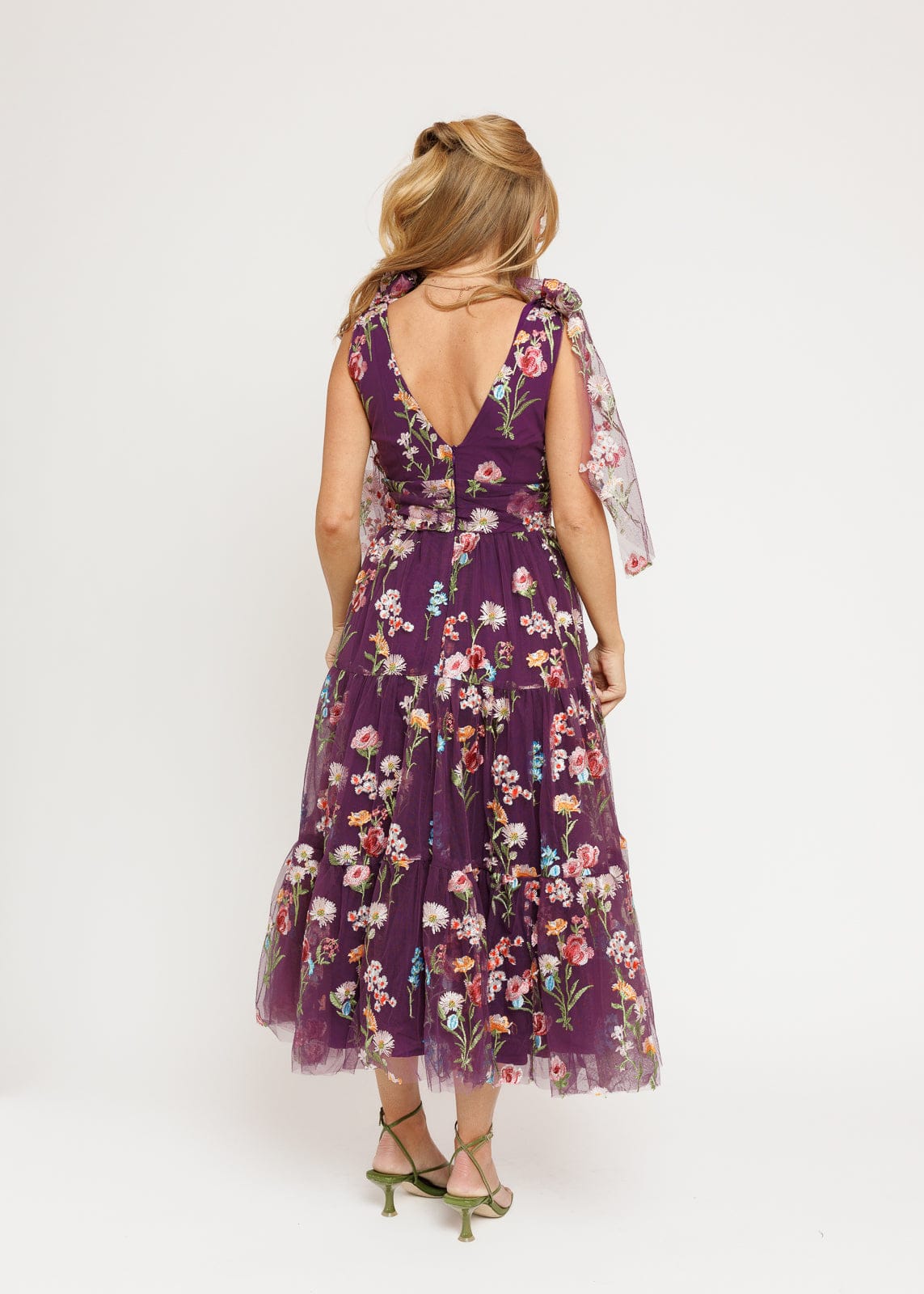 Margaret Floral Midi Dress Purple
