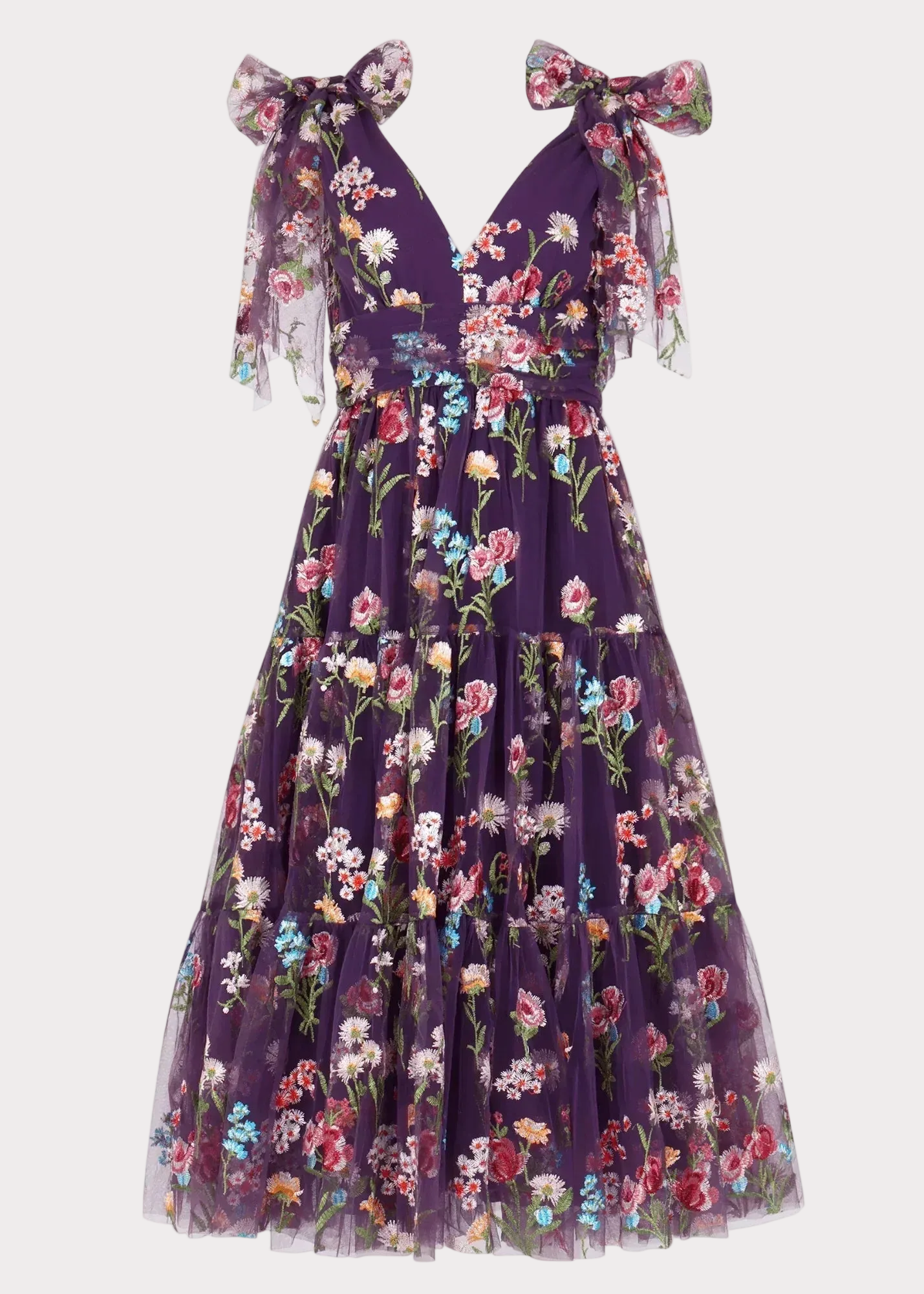 Margaret Floral Midi Dress Purple